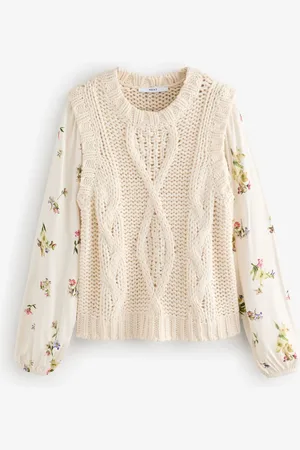 Next Floral Pattern Layered Knitted Cable Tank2XL Reg