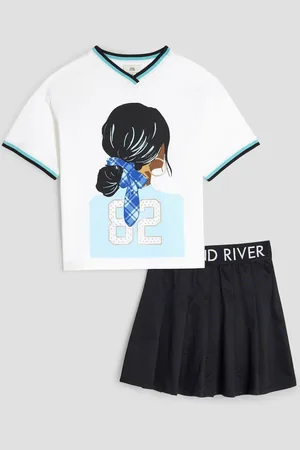 River Island Girls Pleated 100% Cotton Skirt Set134140cm