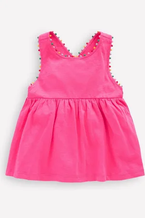 Boden Frill Sleeve Pom 100% Cotton Dress140146cm