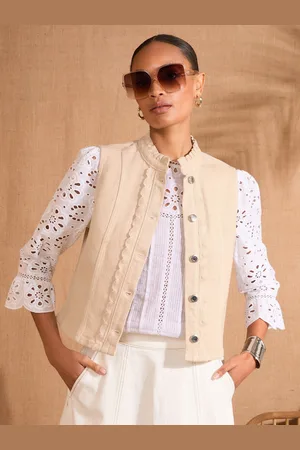 Love & Roses Scallop Edge Detail Denim Gilet50