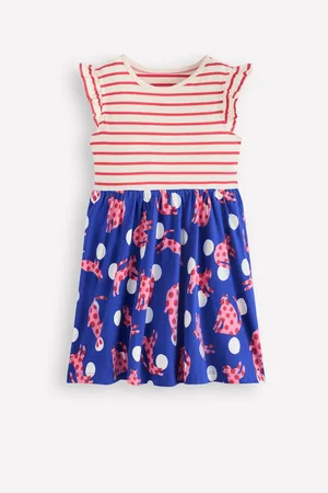 Boden Posie Frill Sleeve 100% Bomuld Kjole146152cm
