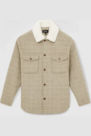 Reiss Nix Wool-Blend Borg-Collar Check OvershirtXXL