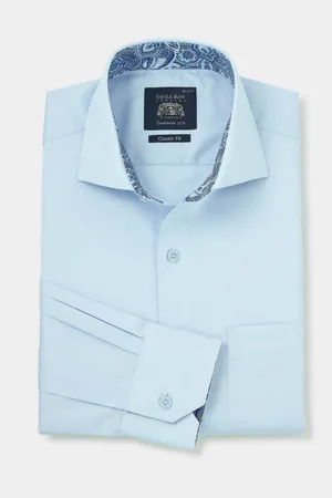 SAVILE ROW The Blue Twill 100% Cotton Classic Fit Smart-Casual ShirtS