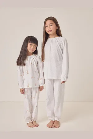 The White Company 100% Organic Cotton Animals Prints And Polka Dot Relaxed Fit White Pyjamas Set Of 2104110cm