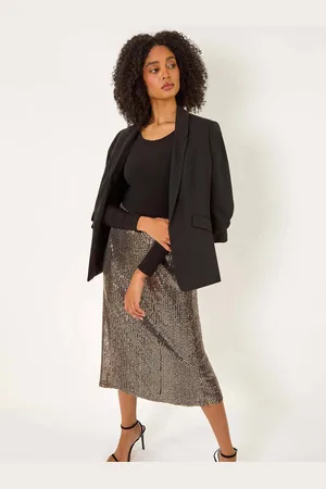 Roman Fluted Hem Sequin Skirt48