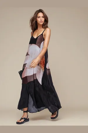 Religion Jade Maxi Dress With Thick Straps And Large Floral Placement38