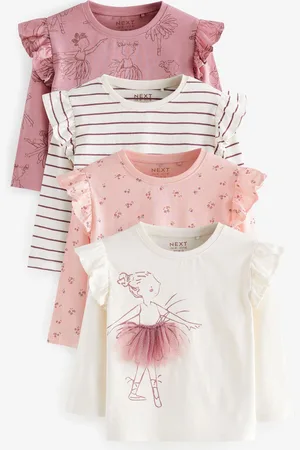 Next Langærmede flæser 100% bomuldstoppe 4 pakke (3mdr.-7år)3 - 6 måneder (62 - 68cm)