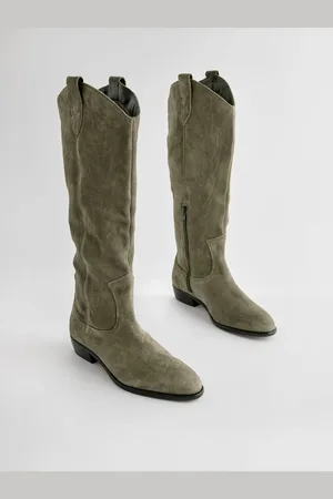 Next Forever Comfort Suede Stitched Western Cowboy Knee High Boots
