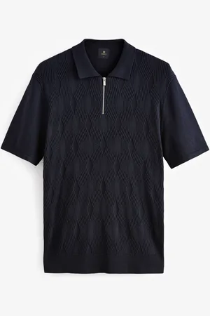 Next Regular Fit Textured Knit Zip Polo ShirtXXL