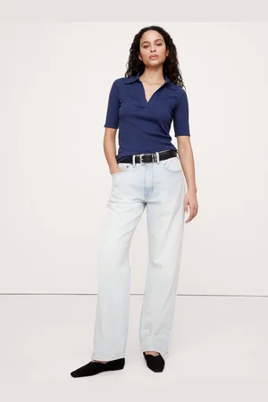 Banana Republic Ribbed Elbow-Sleeve Polo ShirtStor