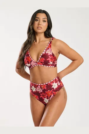 South Beach Printed Brodery Detail Høj talje Bikini Trusser