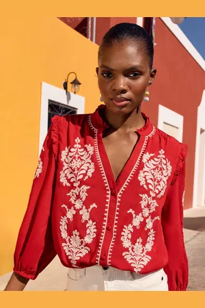 Love & Roses Embroidered V-Neck 3/4 Sleeve Blouse46