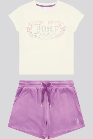 Juicy Couture Girls Heritage Ringer T-Shirt & Velour Shorts Set152158cm