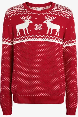 The Little Tailor Mens Christmas 100% Cotton Reindeer Fairisle Pattern JumperS