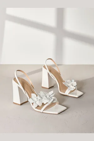 Next Signature Premium Leather Flower Detail Square Block Heel Sandalseu39