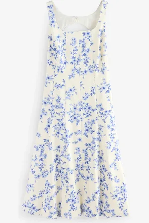 Next Square Neck Puff Hem Midi Dress38