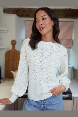 Threadbare Pointelle Knit Slash Neck Jumper44