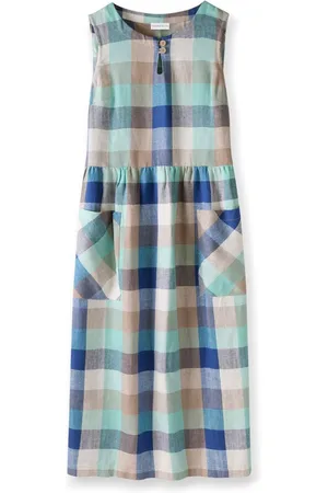 CELTIC & CO. Green Button Detail Midi 100% Linen Dress44
