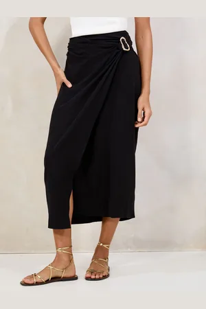 Lipsy London Touch of Linen Wrap Midi Skirt