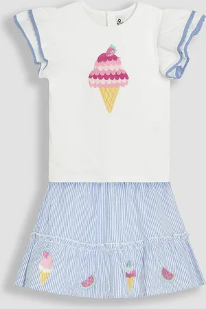 JoJo Maman Bébé 2-Piece Double Frill Sleeve T-Shirt & Skirt Set116122cm