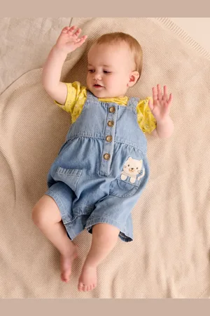 Purebaby Denim 100% Cotton Dungaree and T-Shirt Set8086cm