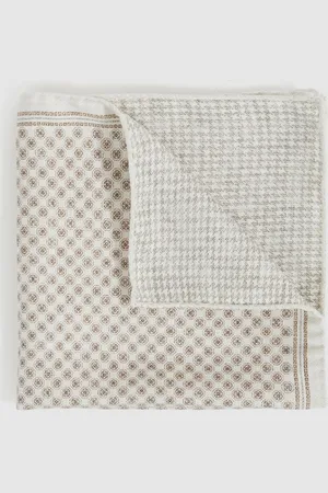 Reiss Giulio Silk Medallion-Print Pocket Squareonesize