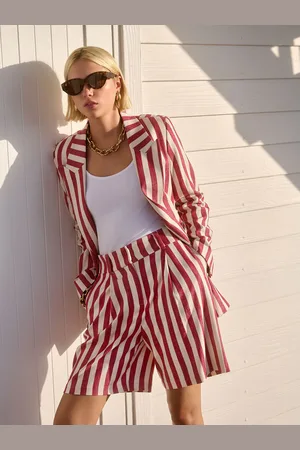 Next Striped Tailored Shorts with Linen34