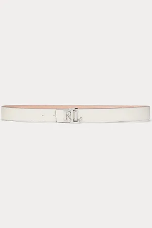 Ralph Lauren Logo Reversible Pebbled Leather White Beltxlarge