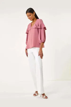 Roman Frill Front Woven Top48