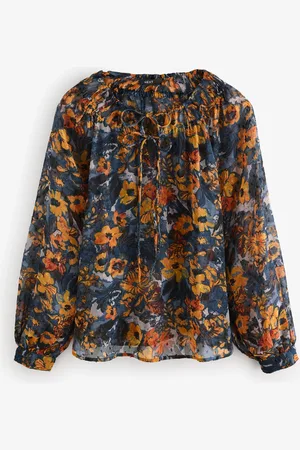 Next Sheer Tie Neck Long Sleeve Blouse44