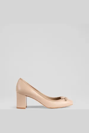 LK Bennett Juliette Fawn Nappa Leather High Heel Grosgrain Ballerina Courts