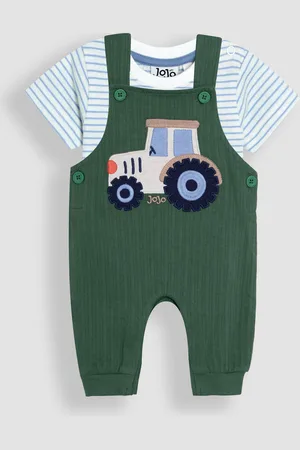 JoJo Maman Bébé 2-Piece Appliqué 100% Cotton Dungarees & T-Shirt SetOp til 3 måneder (50 - 62cm)