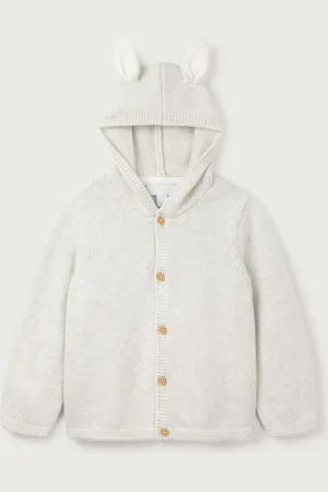 The White Company Grey 100% Organic Cotton Bunny Hooded Cardigan6874cm