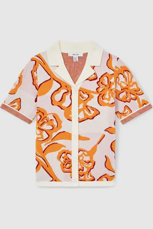 Reiss Sandy Floral Print Intarsia Knit Top116122cm