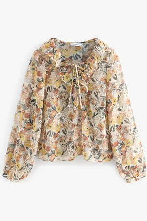 Next Gennemsigtig Flæsekant Trim Slips Neck Bluse38