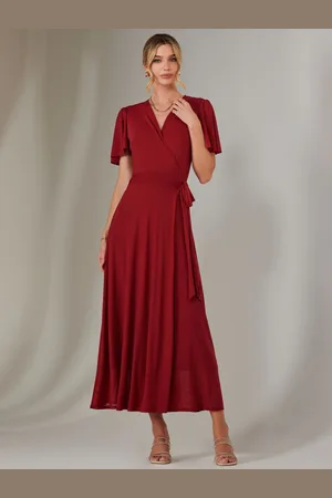 Jolie Moi Plain Angel Sleeve Wrapped Maxikjole48