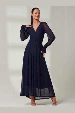 Jolie Moi Greta Long Sleeve Mesh Maxi Dress40