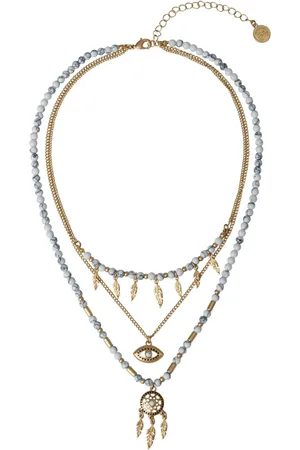 Bibi Bijoux Gold Tone Dreamcatcher Beaded Layered Necklaceen