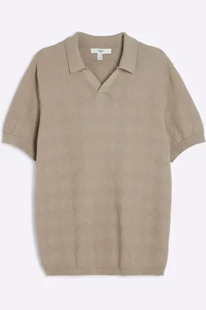 River Island Diamond Stitch 100% Cotton Open Collar JumperL