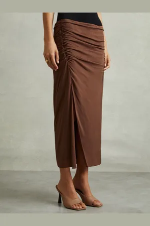 Reiss Lisa Ruched Front Split Midi Skirt32