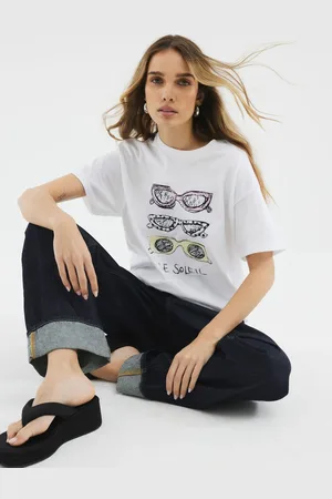 River Island Sketch Sunglasses 100% Cotton T-Shirtlarge
