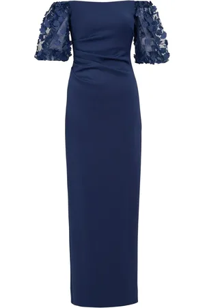 Gina Bacconi Blue Penelope Off The Shoulder Floral Sleeve Maxi Dress46