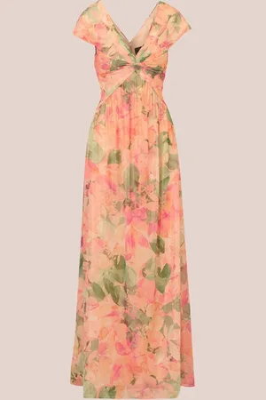 Adrianna Papell Pink Printed Front Twist Gown38