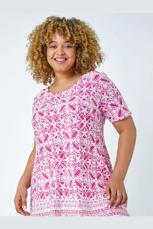 Roman Curve Tile Print Longline Top48