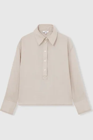 Reiss Nina Linen Overhead Open-Collar Shirt40