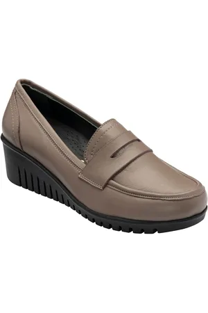 Lotus Leather Slip-On Wedge Shoes