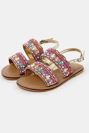 Accessorize Girls Flower Beaded Strap Sandalsuk12eu305