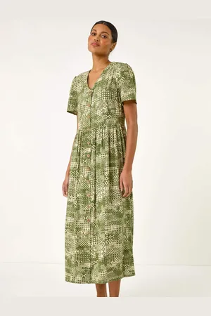 Roman Geo Print Button Midi Dress46