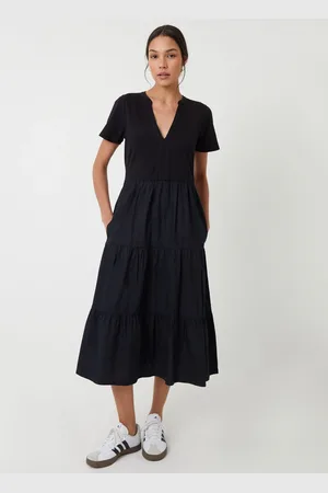 Threadbare 100% Cotton Tiered Jersey Poplin Mix Maxi Dress42