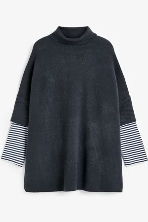 Next Strikket poncho med stribet ærmeM-L